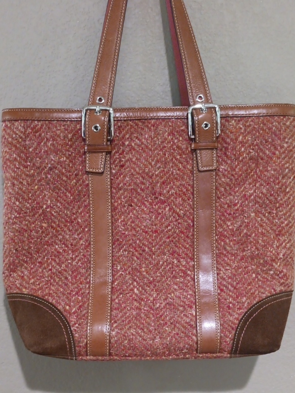 Coach Herringbone Tweed Suede Leather Bag - Picture 5 of 16